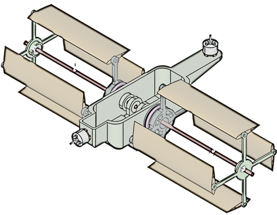 Hybrid Cyclocopter concept with puller prop for supplemental air. RC Cyclocopter