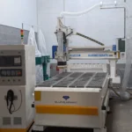 CNC router with automated tool changer, Taiwan TBI 4040 ground ball screw on all axis. Heavy frame. Industrial CNC. Bristol Company for CNC Routing & Modular Product Design.