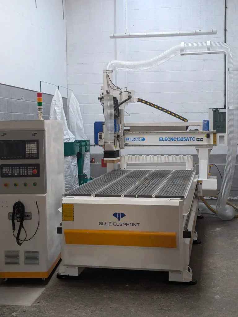 CNC router with automated tool changer, Taiwan TBI 4040 ground ball screw on all axis. Heavy frame. Industrial CNC