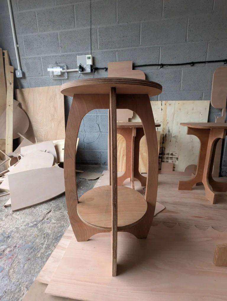 collapsible multi functional table cnc cut and hand finished in Bristol