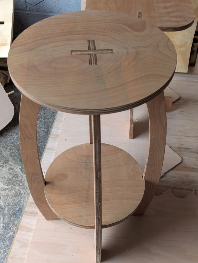 collapsible multi functional table cnc cut and hand finished in Bristol