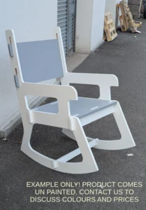 Adult rocking chair made in Bristol using structural hardwood plywood. Comfortable, Quick assembly, flat pack. Sustainable