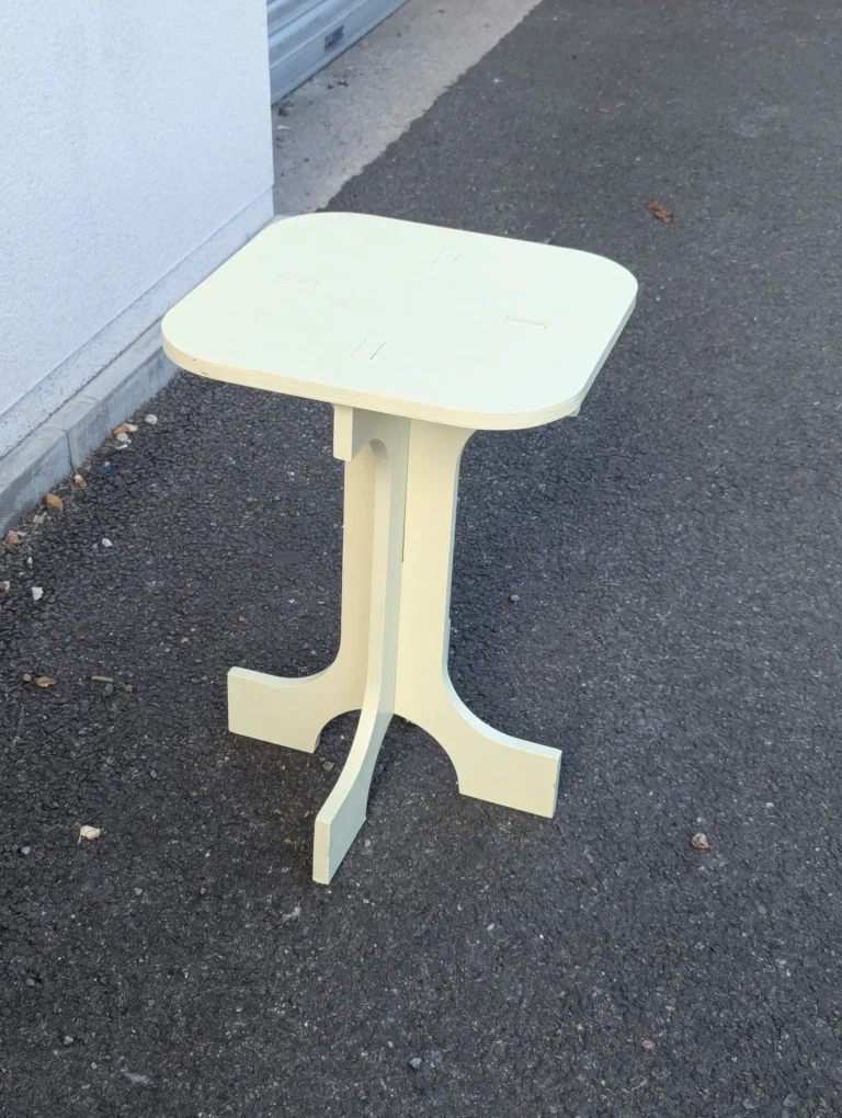 Multi-coloured collapsible multi functional table cnc cut and hand finished in Bristol