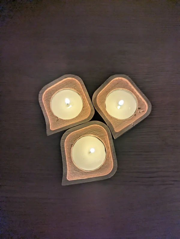 Tea light holder from sustainable material